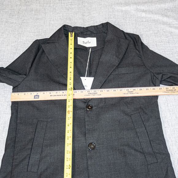 Sefr $450 Zeke Twill Coat in Gray Lightweight Poly wool size Large NWT - Picture 12 of 12